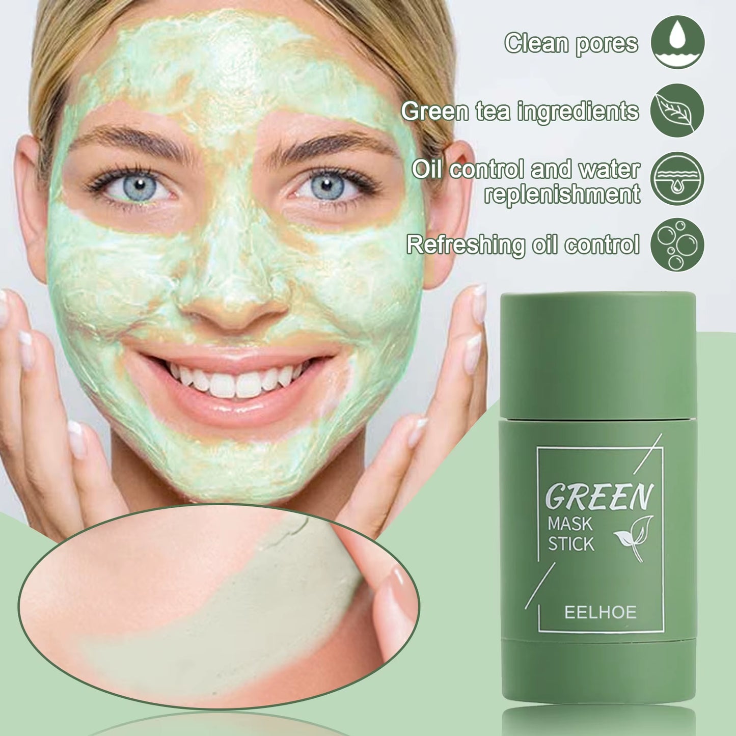 Green Tea Mask Stick Refreshing Oil Control Shrink Pores Green Tea Clean  Reproduce the Skin'S Pure
