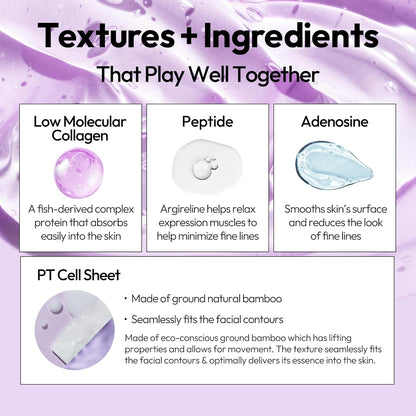 Collagen Sheet Mask, Firming Daily Face Mask with Collagen Peptides for Anti-Aging, Helps to Minimize Wrinkles, Restores Skin Elasticity & Firmness, Hydrating, Korean Beauty, 5-Pack