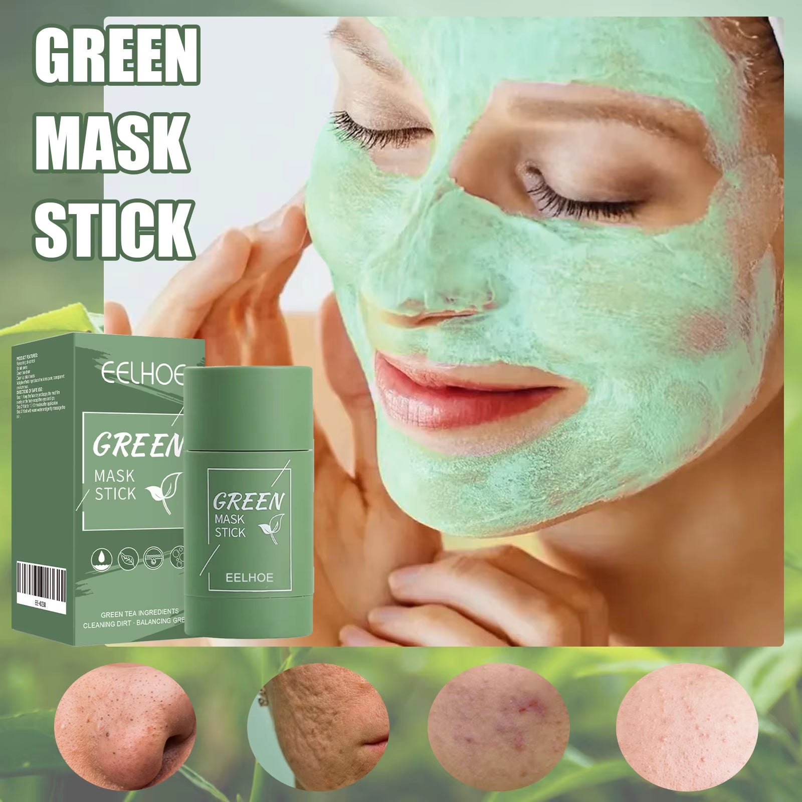 Green Tea Mask Stick Refreshing Oil Control Shrink Pores Green Tea Clean  Reproduce the Skin'S Pure